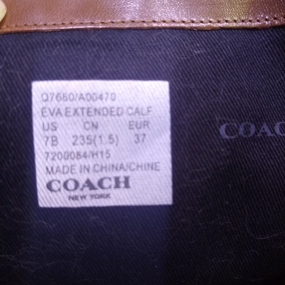 Coach Eva riding boots black & tan leather size 7B - Picture 2 of 7